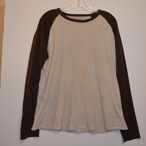 OLD NAVY Cotton Indonesia Brown Cream Long Sleeves Raglan T-Shirt Uni-sex Large - Picture 1 of 6